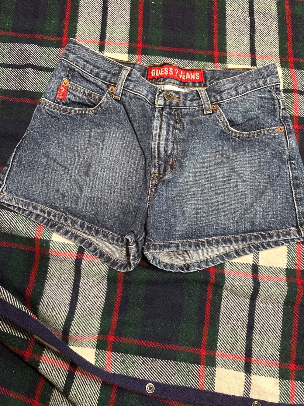 Vintage Y2K Guess ? Jeans Denim Shorts Size 24 Low Rise Cotton